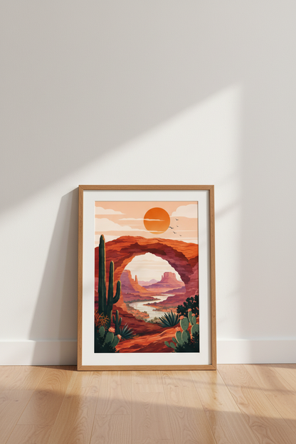 Desert Landscape Wall Art Print | Boho Southwest Decor | Sunset Canyon Poster