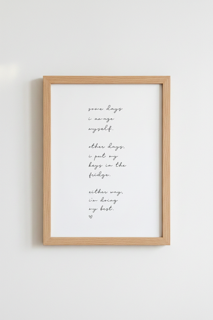 Funny Relatable Quote Wall Art | Minimalist Black &amp; White Print, Kitchen Office Decor