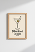 Minimalist Martini Wall Art Print | Kitchen Decor | Black & White Poster