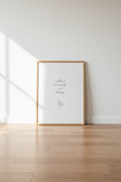 Collect Moments Not Things Wall Art | Bedroom Quote Decor | Minimalist Poster