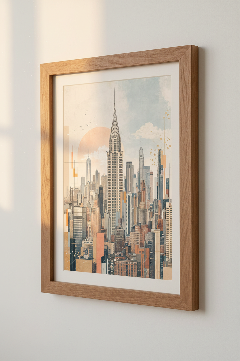 NYC Chrysler Building Art | Art Deco Skyline Print, Modern Living Room Decor