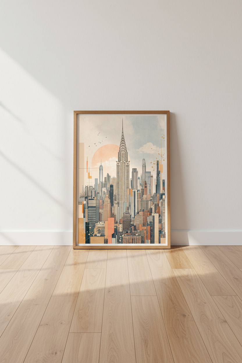 NYC Chrysler Building Art | Art Deco Skyline Print, Modern Living Room Decor