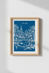 New York City Poster | Blue and White Central Park Skyline, Modern Travel Decor