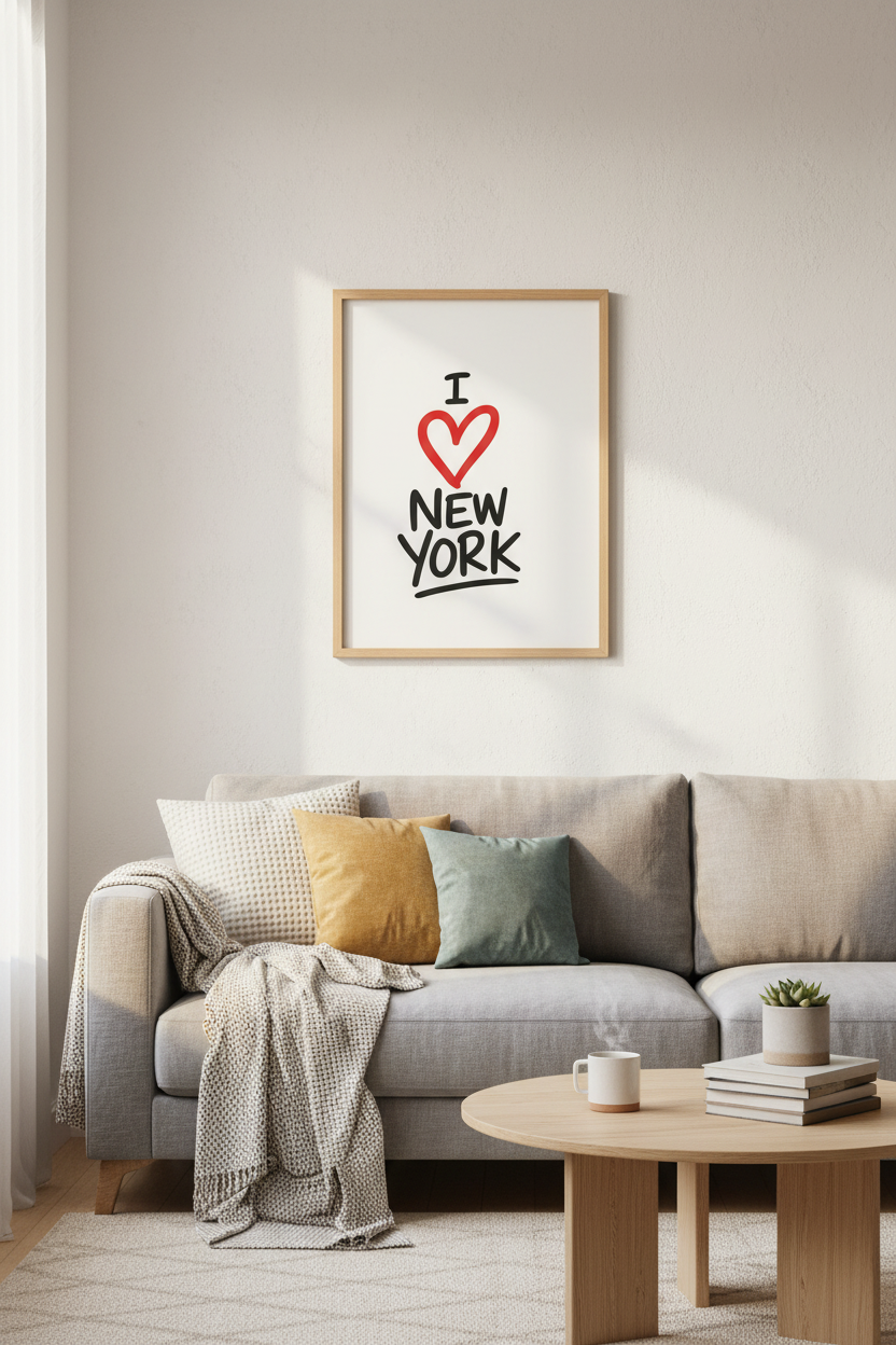 I Love New York Wall Art Print | Modern NYC Poster | Minimalist City Decor