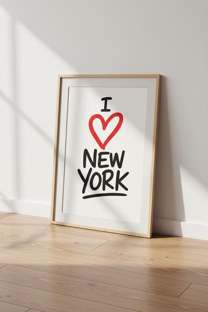 I Love New York Wall Art Print | Modern NYC Poster | Minimalist City Decor