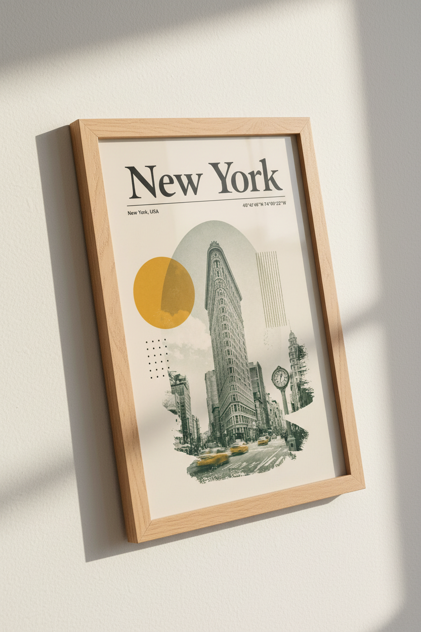 NYC Flatiron Wall Art Print | Vintage Bauhaus Decor | Modern City Poster