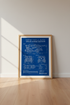 Combine Harvester Blueprint Art | Blue Industrial Style, Farm Decor Poster