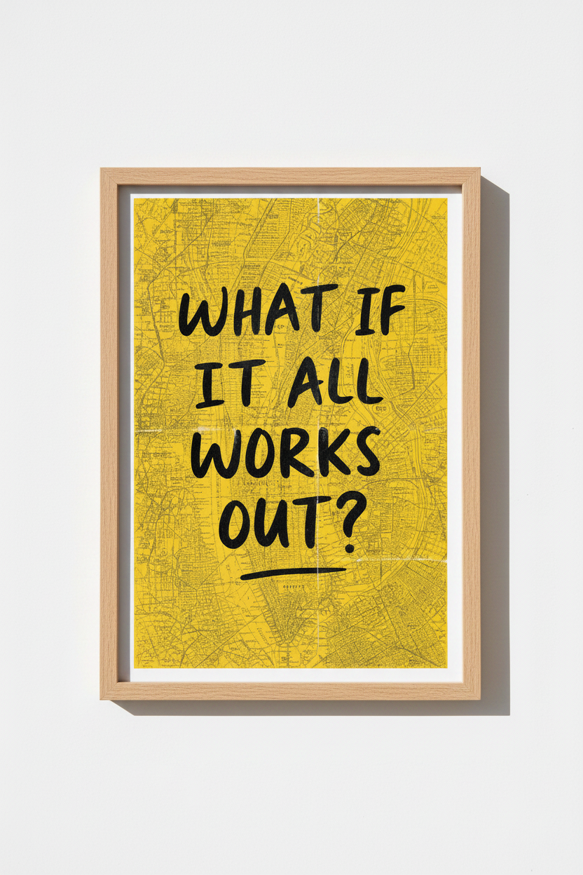 Motivational Quote Wall Art | Yellow Vintage Map Decor, Inspirational Poster Print