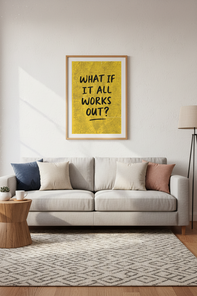 Motivational Quote Wall Art | Yellow Vintage Map Decor, Inspirational Poster Print