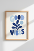 Good Vibes Wall Art | Abstract Blue Shapes, Living Room Decor