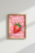 Strawberry Wall Art Print | Pink Kitchen Decor | Cute Fruit Poster
