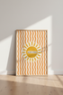 Good Vibes Sun Wall Art | Retro Orange Yellow Poster, Boho Dorm Decor