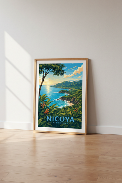 Nicoya Peninsula Costa Rica Wall Art | Tropical Travel Poster, Coastal Home Decor