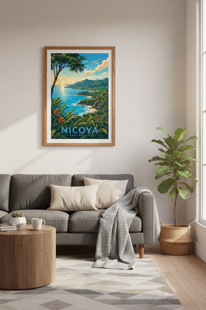 Nicoya Peninsula Costa Rica Wall Art | Tropical Travel Poster, Coastal Home Decor