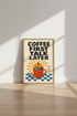 Coffee First Talk Later Art | Retro Kitchen Decor | Mid Century Modern Poster