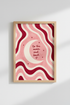 boho wall art print | Psychedelic waves, pink-cream palette | Living room decor