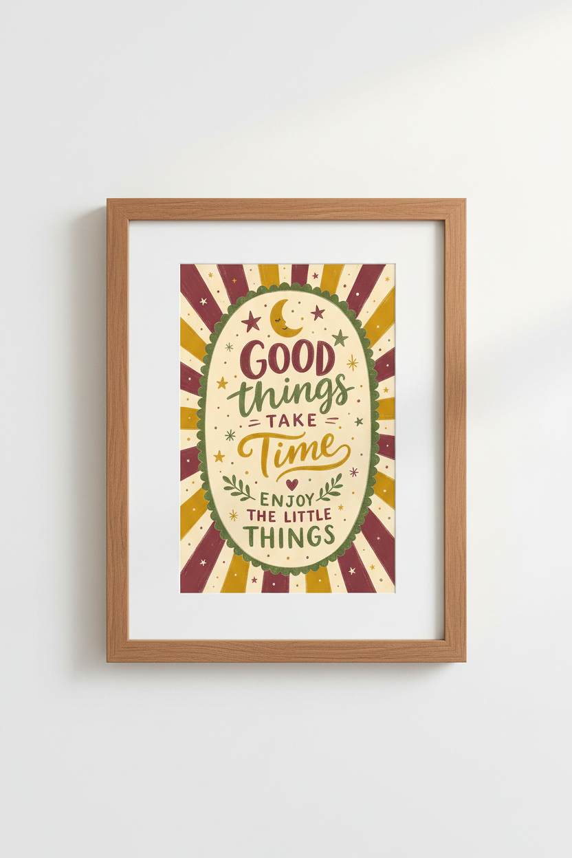 Retro Positivity Wall Art Print | Boho Quote Poster | Vintage Nursery Decor