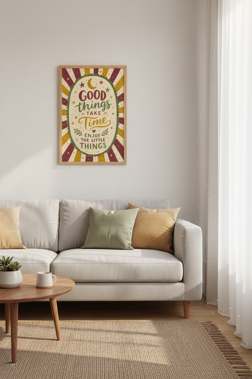 Retro Positivity Wall Art Print | Boho Quote Poster | Vintage Nursery Decor