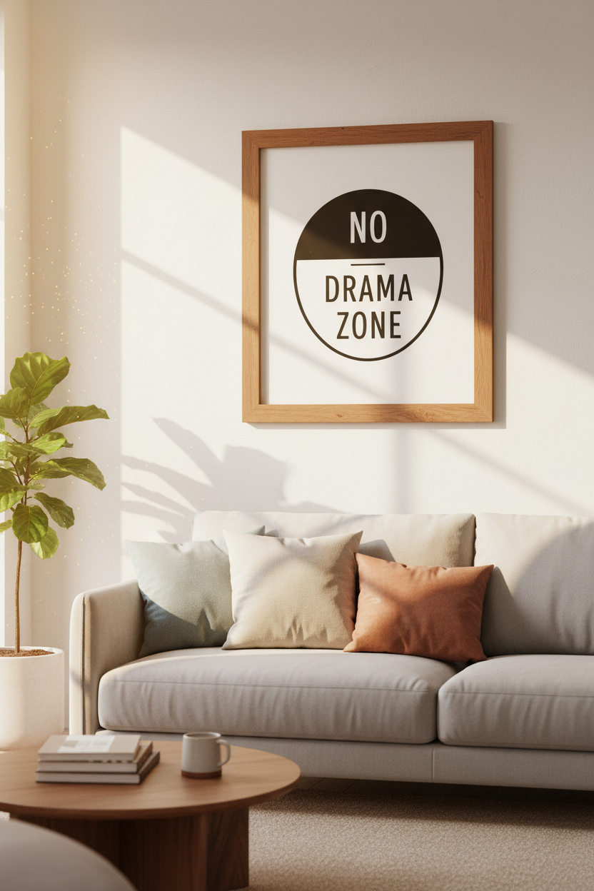 No Drama Zone Wall Art Print | Minimalist Office Decor | Modern Typography Poster
