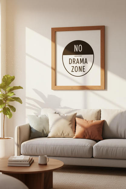 No Drama Zone Wall Art Print | Minimalist Office Decor | Modern Typography Poster