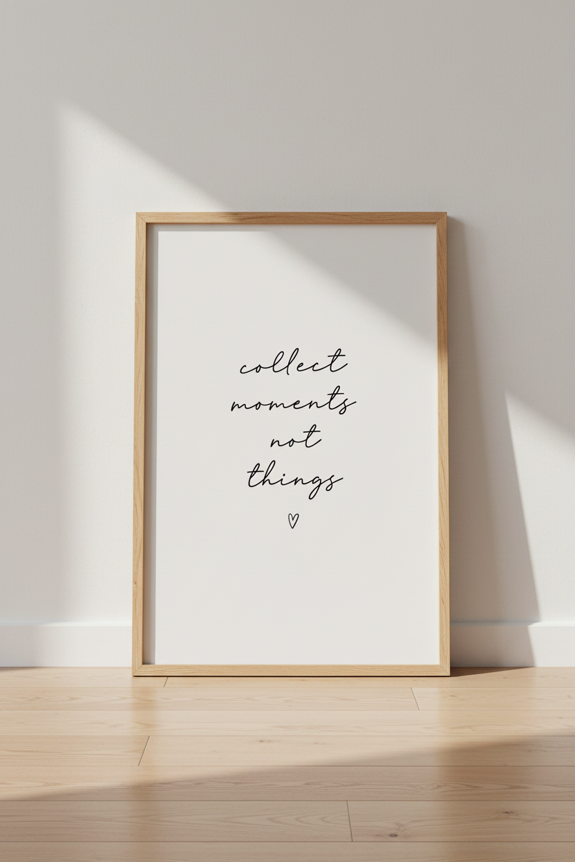 Collect Moments Not Things Wall Art | Minimalist Quote Poster | Modern Home Decor