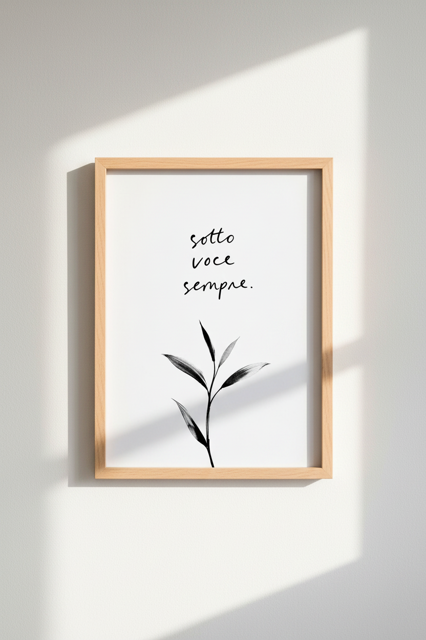 Sotto Voce Sempre | Italian Quote Botanical Print, Minimalist Wall Decor