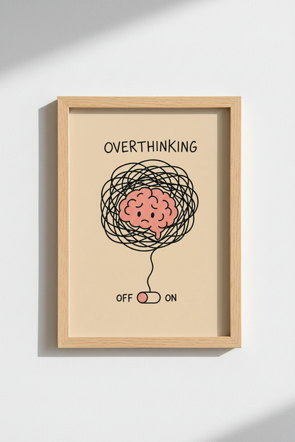 Mental Health Art Print | Overthinking Psychology Poster, Minimalist Therapy Decor
