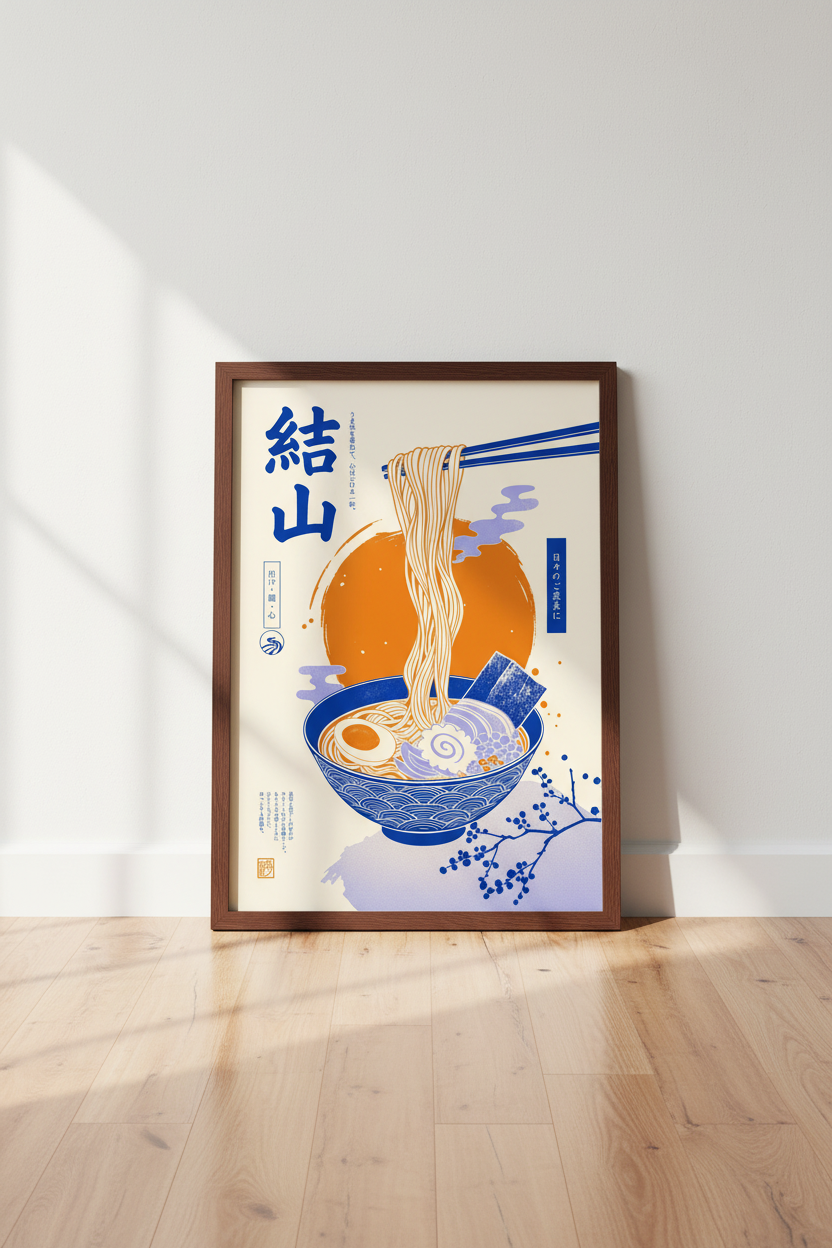 Japanese Ramen Noodle Art | Retro Foodie Poster, Kitchen &amp; Dining Room Decor