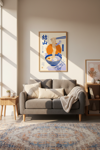 Japanese Ramen Noodle Art | Retro Foodie Poster, Kitchen &amp; Dining Room Decor