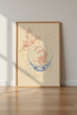 Koi Fish in Bowl Art Print | Japanese Minimalist Red Blue Poster | Zen Living Room Decor