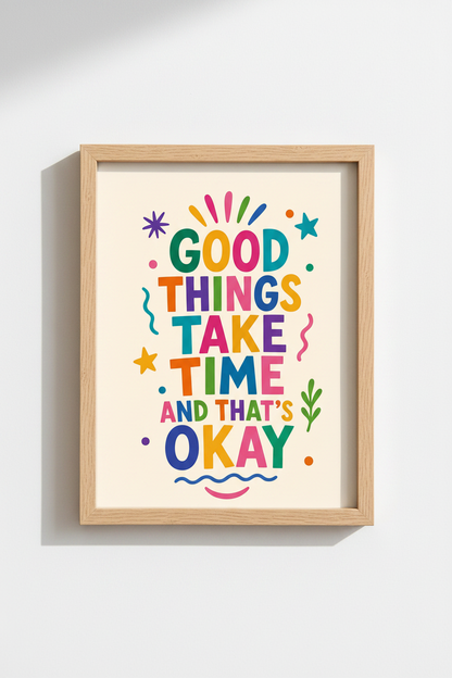 Dopamine Decor Print | Colorful Motivational Quote Wall Art | Retro Gallery Wall Poster