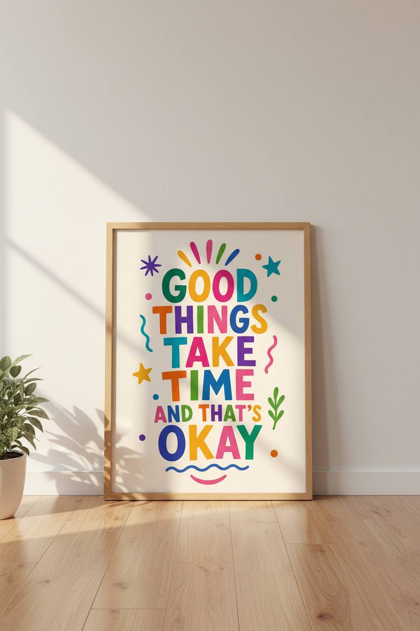 Dopamine Decor Print | Colorful Motivational Quote Wall Art | Retro Gallery Wall Poster
