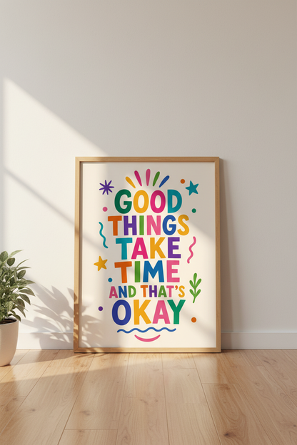 Dopamine Decor Print | Colorful Motivational Quote Wall Art | Retro Gallery Wall Poster