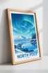 North Pole Aurora Borealis Poster | Polar Bear Travel Art, Alaskan Nature Decor