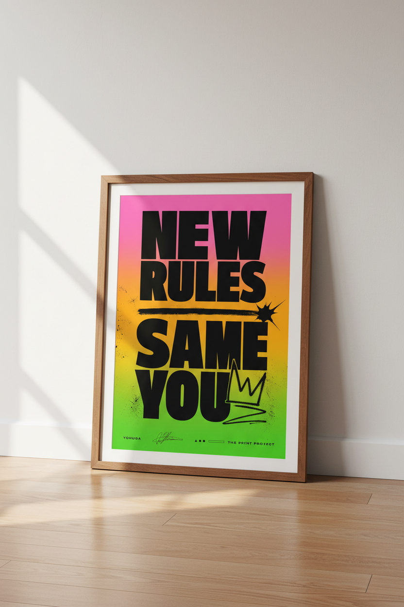 New Rules Same You Wall Art Print | Bold Typographic Decor | Urban Aesthetic Poster