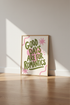 Good Days For Romantics Wall Art | Pink Sage Green Decor | Retro Aesthetic Poster