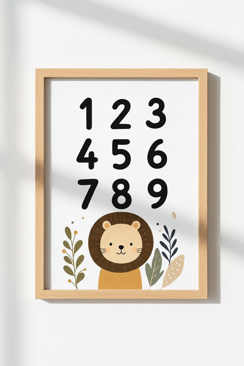 Lion wall art print | Whimsical pastel vibes, nursery decor | Playful animal poster