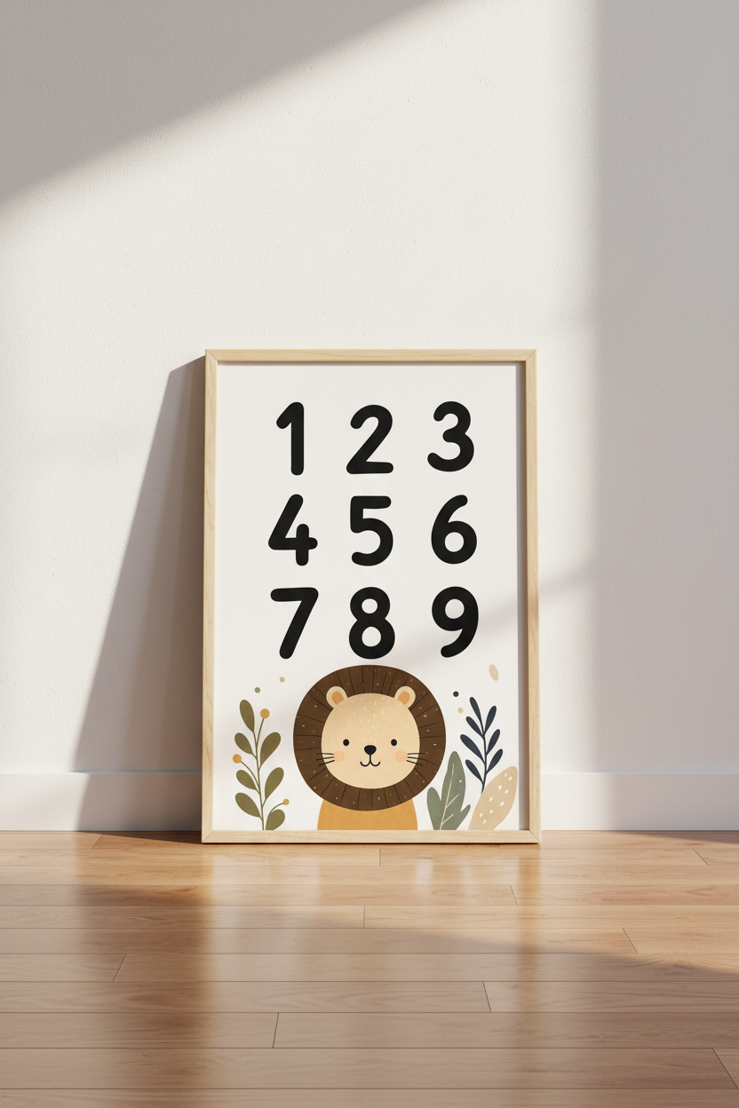 Lion wall art print | Whimsical pastel vibes, nursery decor | Playful animal poster