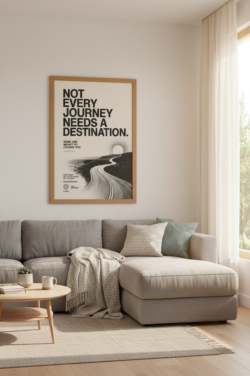 Journey Destination Poster | Minimalist Black &amp; White Print, Office Decor Art
