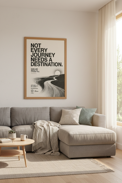 Journey Destination Poster | Minimalist Black &amp; White Print, Office Decor Art
