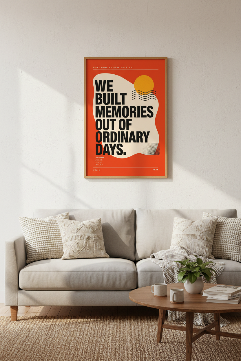Retro Quote Wall Art Print | Orange Bauhaus Decor | Aesthetic Typography Poster