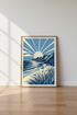 Beach Sunset Wall Art | Blue Coastal Landscape Print, Minimalist Modern Room Decor
