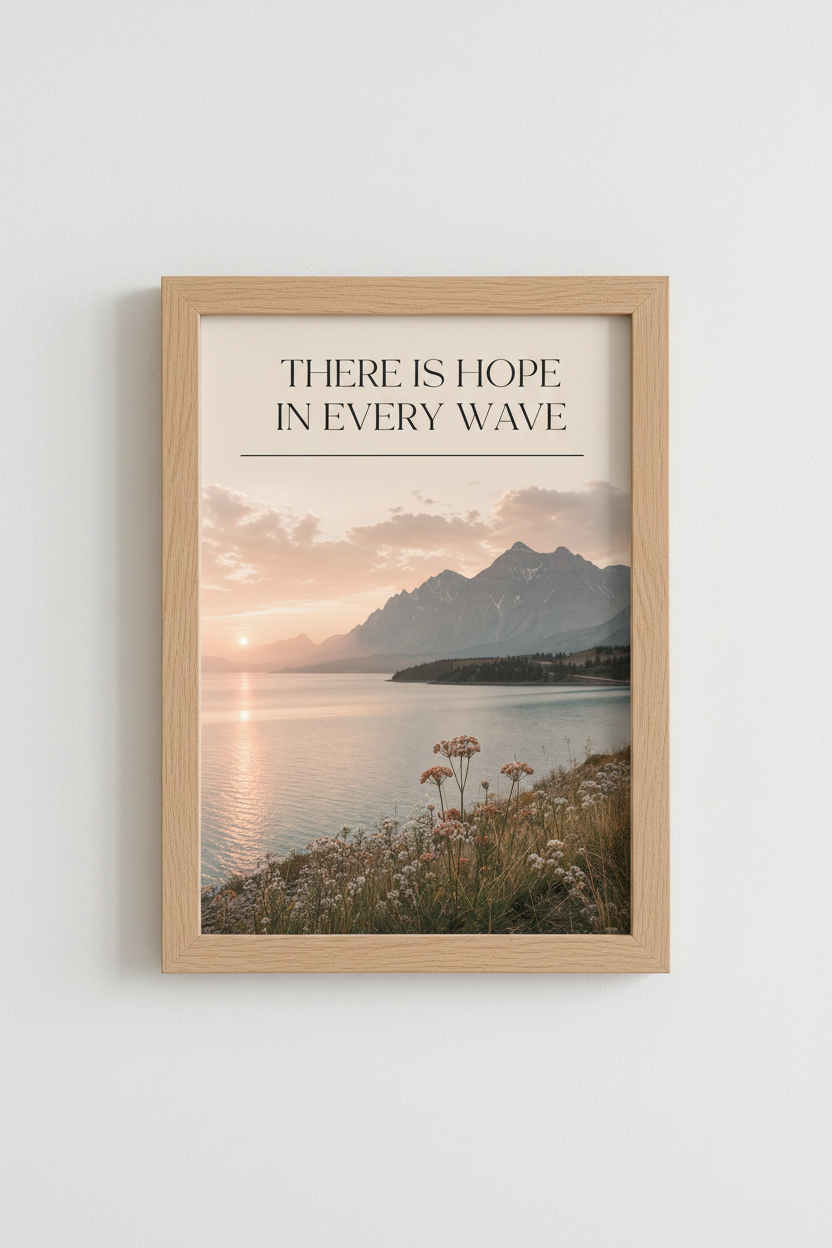 Landscape Wall Art Print | Mountain Lake Sunset Poster, Serene Nature Decor