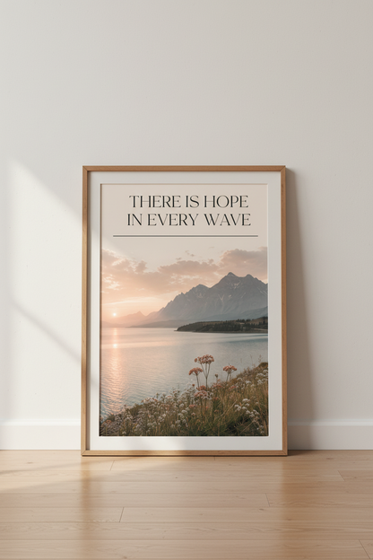 Landscape Wall Art Print | Mountain Lake Sunset Poster, Serene Nature Decor