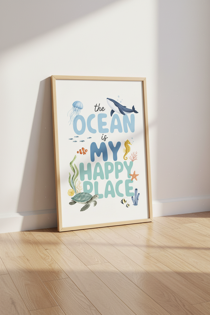 Ocean Nursery Wall Art | Watercolor Sea Creature Poster, Kids Playroom Decor