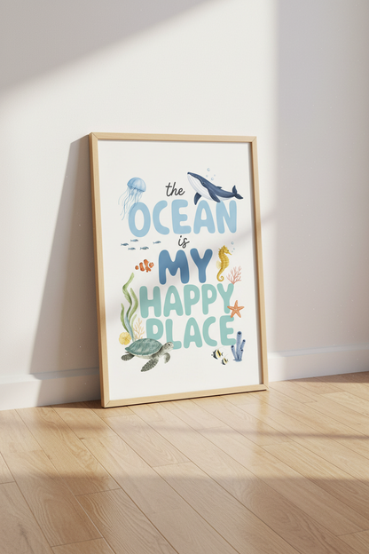 Ocean Nursery Wall Art | Watercolor Sea Creature Poster, Kids Playroom Decor