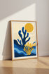 Abstract Coral Reef Wall Art | Blue & Gold Coastal Decor | Modern Sea Poster