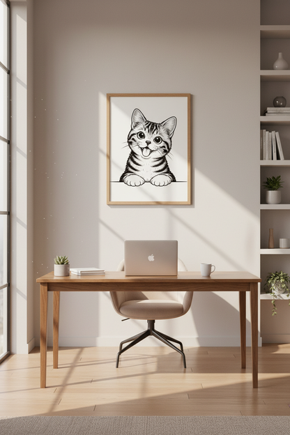 Cute Cartoon Cat Wall Art Print | Kids Room Decor | Whimsical Pet Poster | Kitten nursery art, animal lover gift, digital download