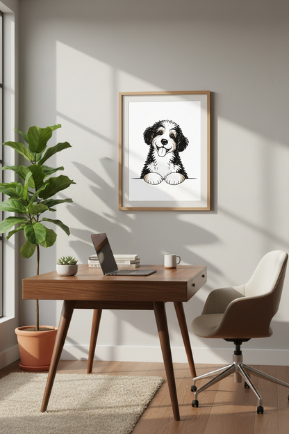 Charming Puppy Wall Art Print | Dog Lover Decor | Cute Pet Poster | Nursery Room Art | Minimalist Black and White Puppy
