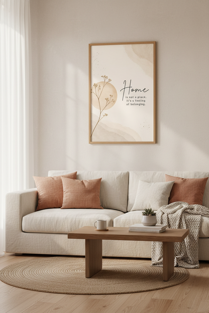 Home Is Not A Place Quote Print | Neutral Boho Botanical Wall Art | Minimalist Poster